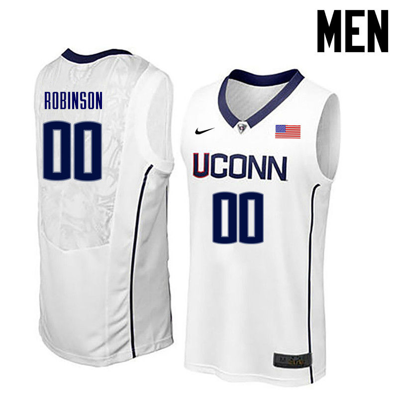 Men Uconn Huskies #00 Clifford Robinson College Basketball Jerseys-White - Click Image to Close